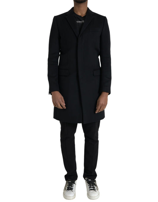 Dolce &amp; Gabbana Sort Enkeltradet Trenchcoat Jakke