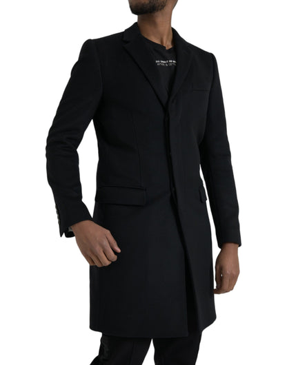 Dolce &amp; Gabbana Sort Enkeltradet Trenchcoat Jakke