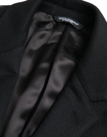 Dolce &amp; Gabbana Sort Enkeltradet Trenchcoat Jakke