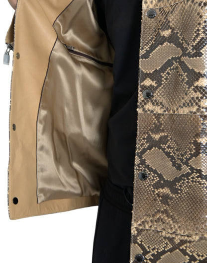 Dolce &amp; Gabbana Beige eksotisk læder Biker Blouson-jakke