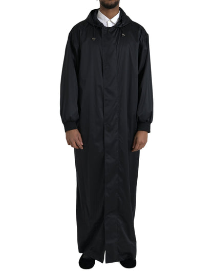 Dolce &amp; Gabbana Sort Polyester Hættetrøje Lang Vindjakke