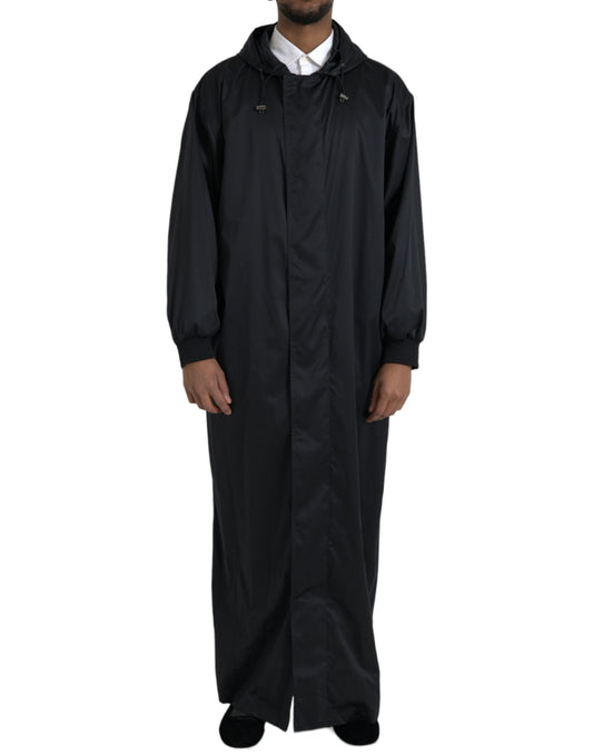 Dolce &amp; Gabbana Sort Polyester Hættetrøje Lang Vindjakke