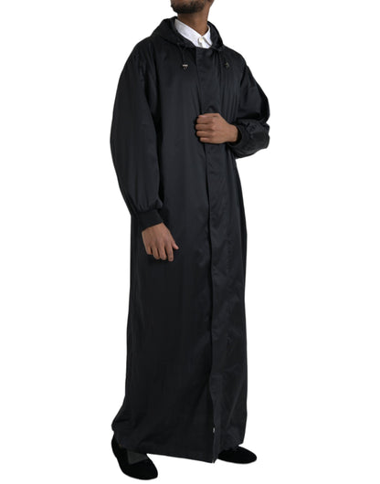Dolce &amp; Gabbana Sort Polyester Hættetrøje Lang Vindjakke
