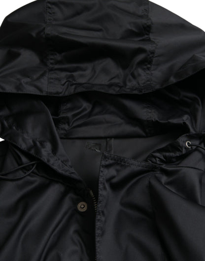 Dolce &amp; Gabbana Sort Polyester Hættetrøje Lang Vindjakke