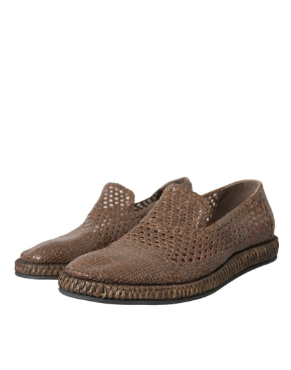 Dolce &amp; Gabbana brune vævede læder loafers fritidssko