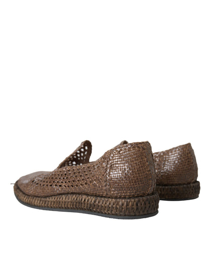 Dolce &amp; Gabbana brune vævede læder loafers fritidssko