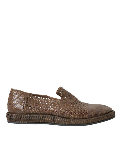 Dolce &amp; Gabbana brune vævede læder loafers fritidssko