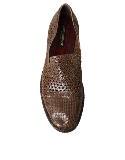 Dolce &amp; Gabbana brune vævede læder loafers fritidssko