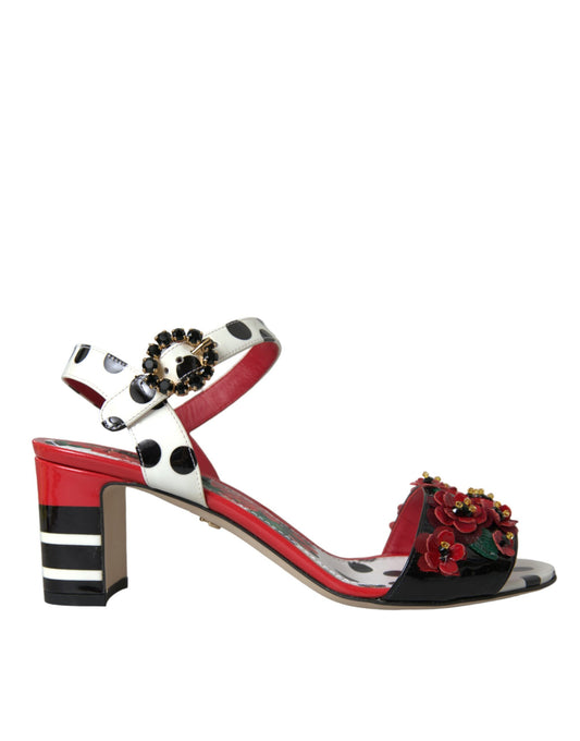 Dolce &amp; Gabbana Flerfarvede Blomster Krystal Lædersandaler Sko