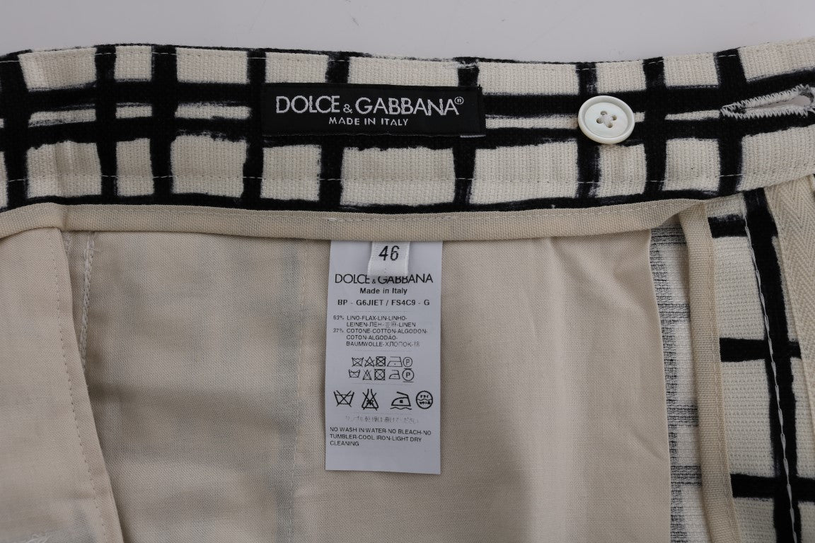 Dolce &amp; Gabbana elegante stribede bomulds-hørshorts