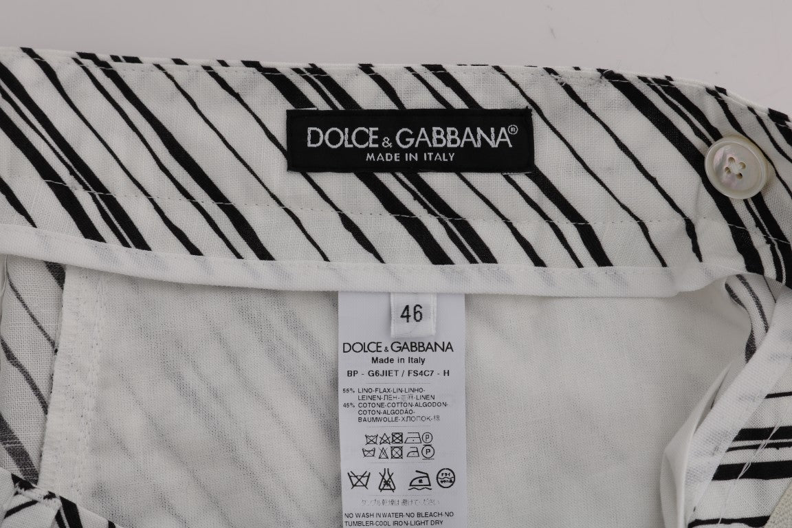 Dolce &amp; Gabbana elegante stribede bomulds-hørshorts