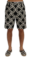 Dolce & Gabbana Chic sort & hvid mønstrede hørshorts