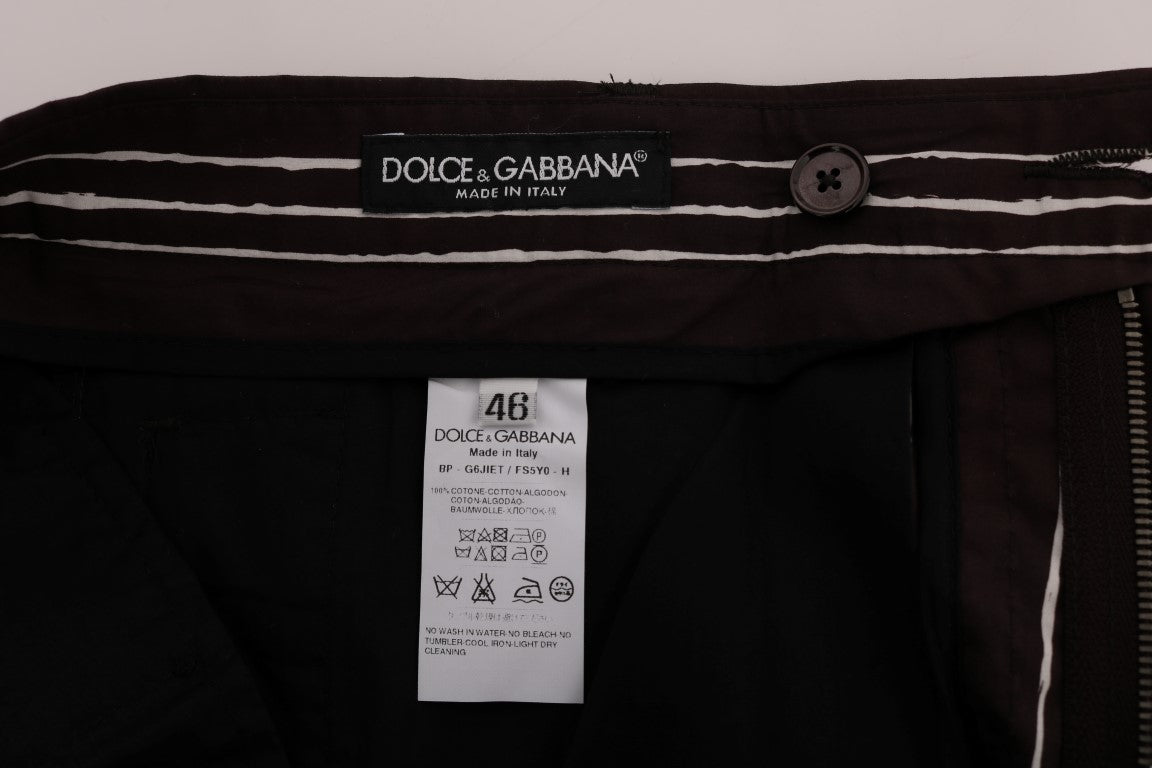 Dolce &amp; Gabbana Bordeaux-stribede knæhøje shorts i bomuld