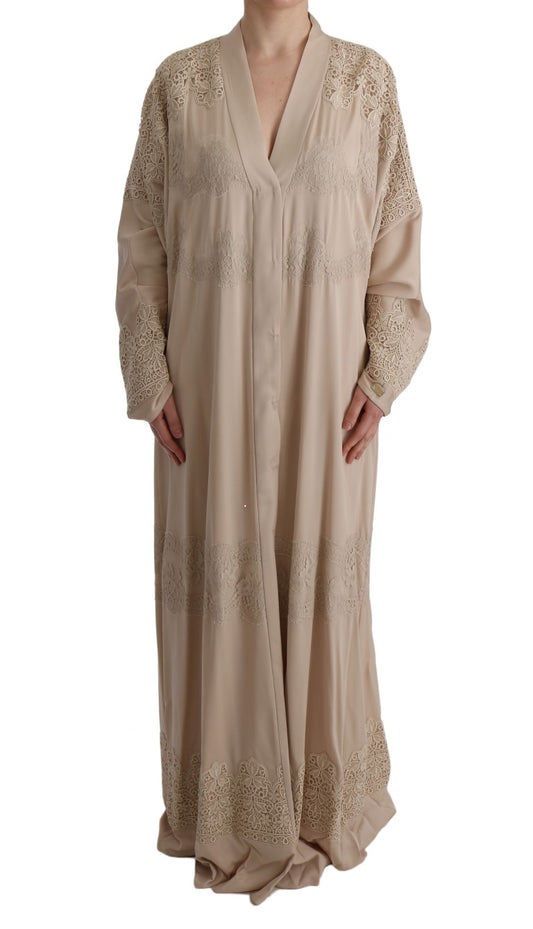 Dolce &amp; Gabbana Elegant Beige Cape Kaftan Kjole