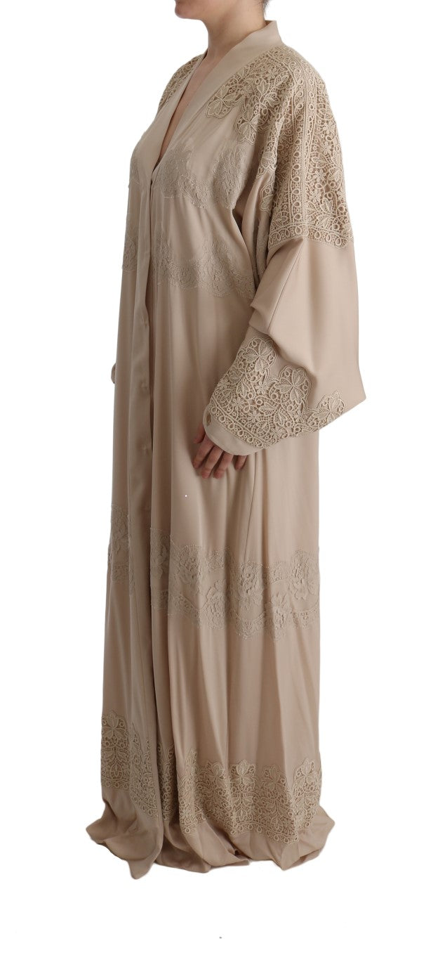 Dolce &amp; Gabbana Elegant Beige Cape Kaftan Kjole