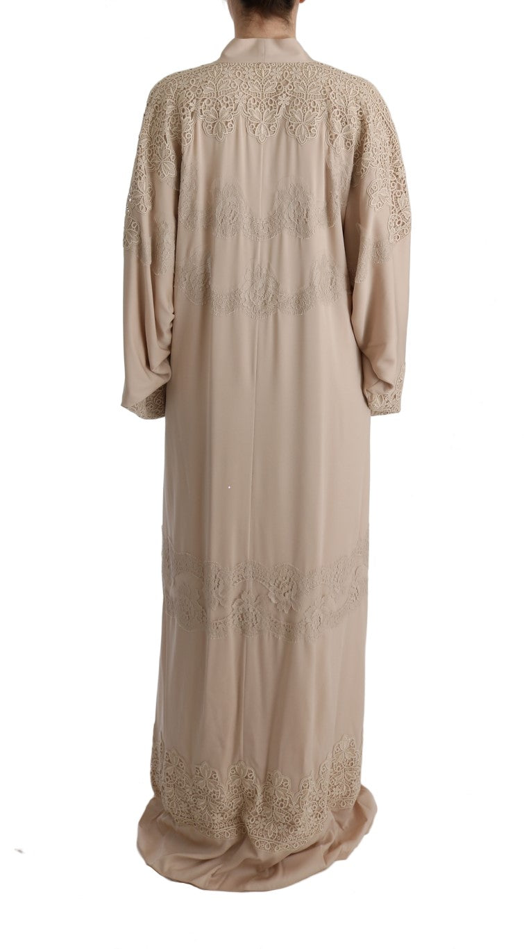 Dolce &amp; Gabbana Elegant Beige Cape Kaftan Kjole