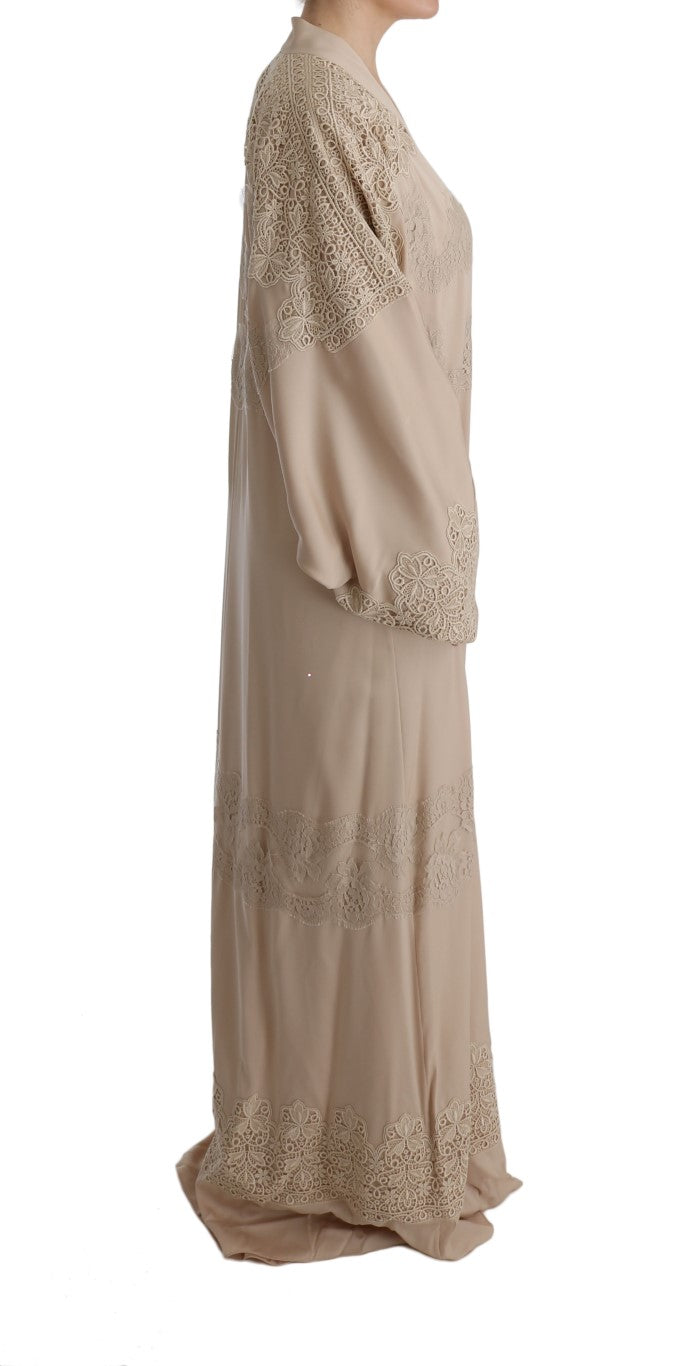 Dolce &amp; Gabbana Elegant Beige Cape Kaftan Kjole