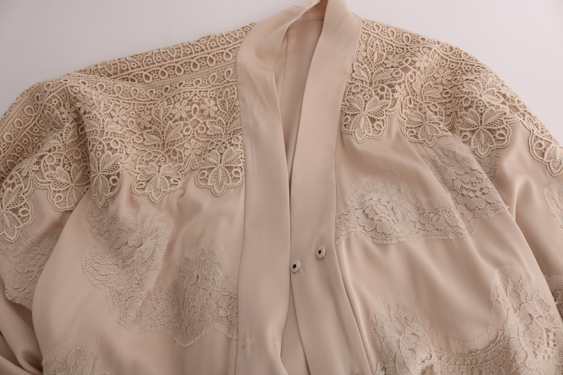 Dolce &amp; Gabbana Elegant Beige Cape Kaftan Kjole