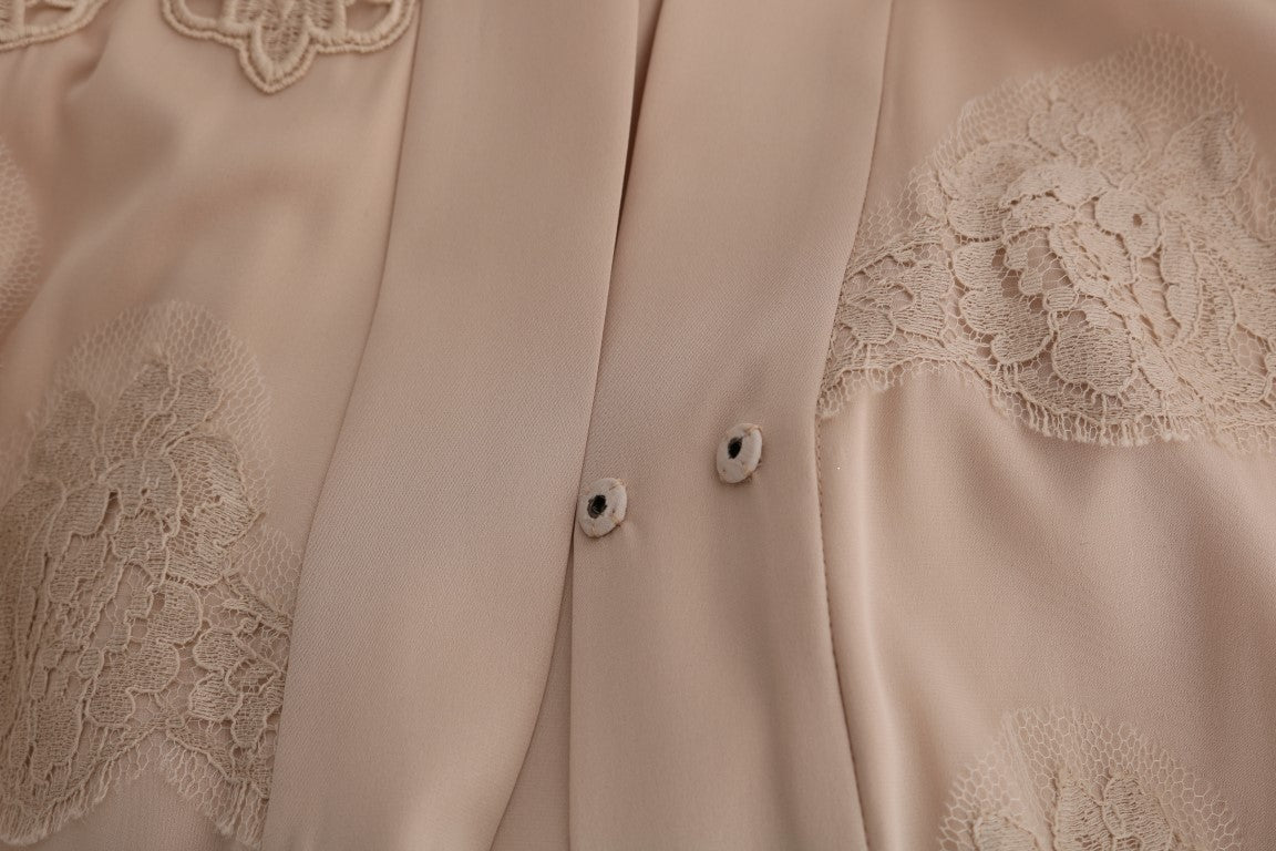 Dolce &amp; Gabbana Elegant Beige Cape Kaftan Kjole