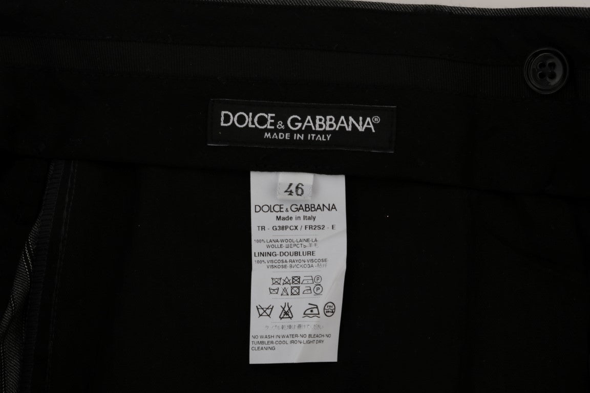 Dolce &amp; Gabbana Elegante gråstribede formelle uldbukser