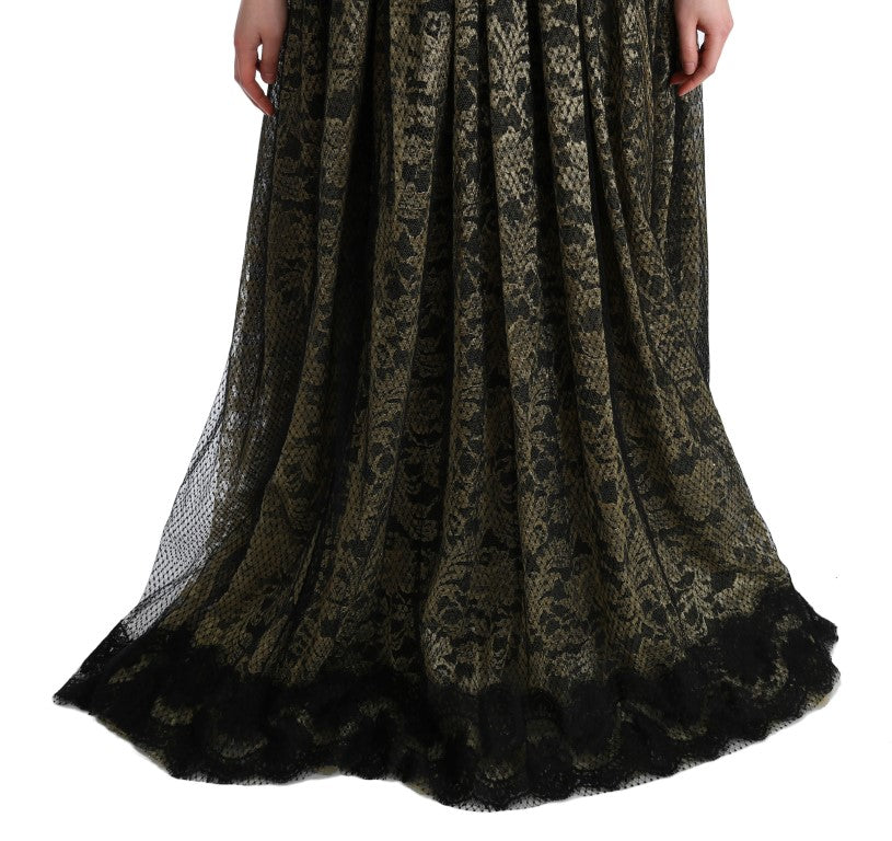 Dolce &amp; Gabbana Sunflower Lace Crystal Maxi Shift-kjole