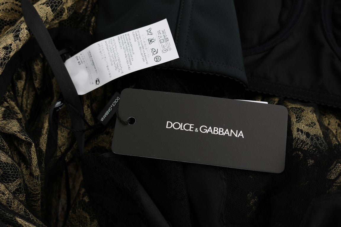 Dolce &amp; Gabbana Sunflower Lace Crystal Maxi Shift-kjole