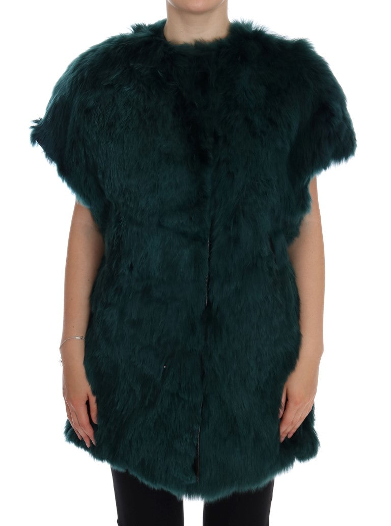 Dolce &amp; Gabbana Exquisite Green Alpaca Fur Lang Vest