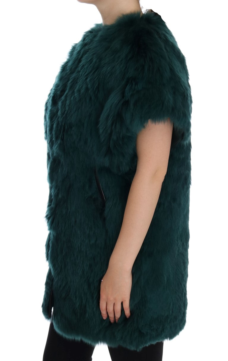 Dolce &amp; Gabbana Exquisite Green Alpaca Fur Lang Vest