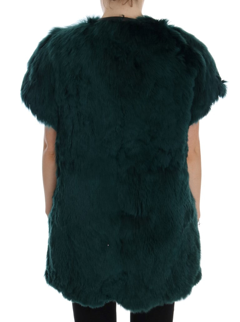 Dolce &amp; Gabbana Exquisite Green Alpaca Fur Lang Vest