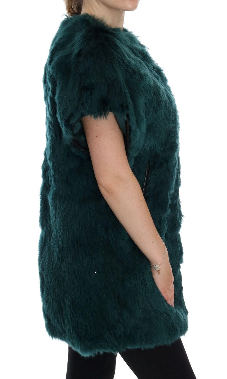 Dolce &amp; Gabbana Exquisite Green Alpaca Fur Lang Vest