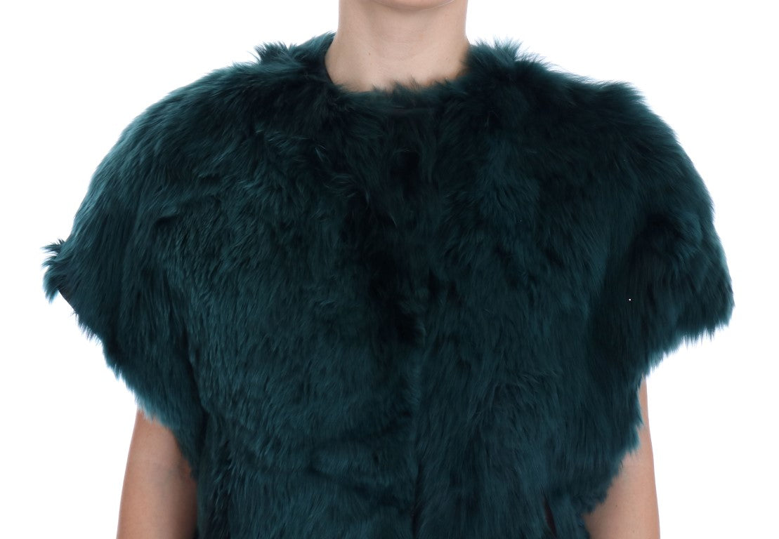 Dolce &amp; Gabbana Exquisite Green Alpaca Fur Lang Vest