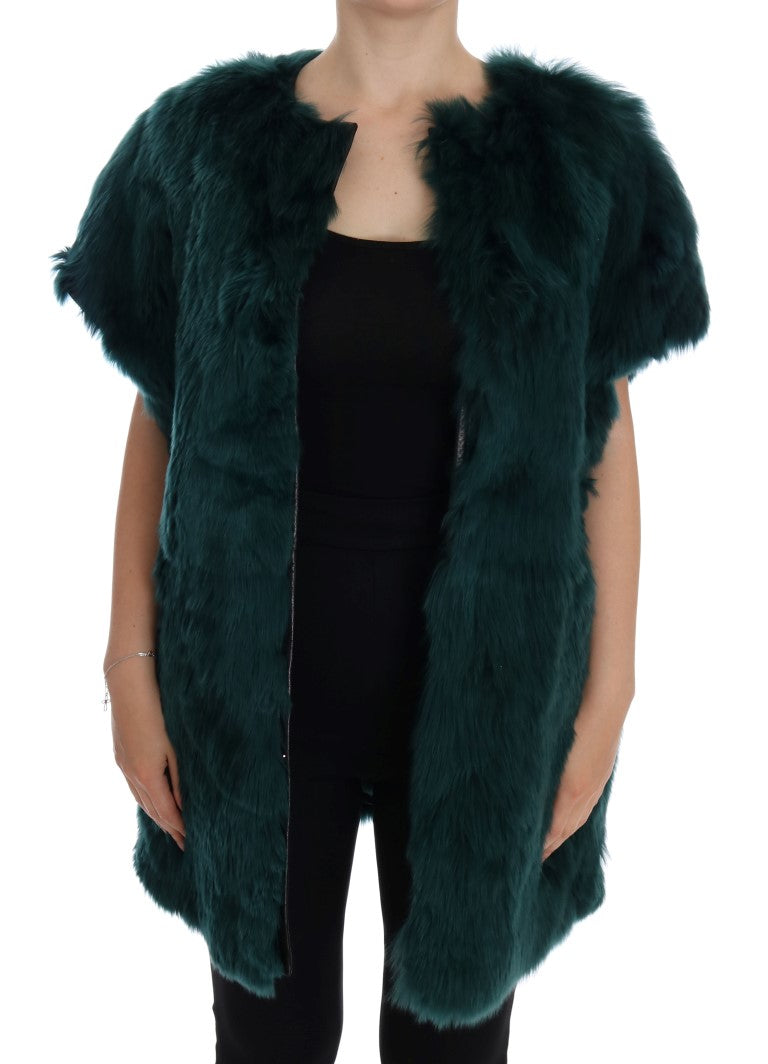 Dolce &amp; Gabbana Exquisite Green Alpaca Fur Lang Vest