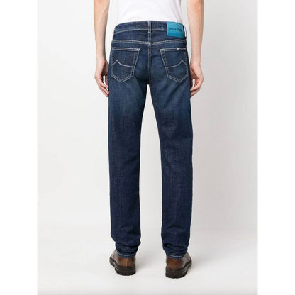 Jacob Cohen Eksklusive Indigo Straight Leg Jeans med Bandana-detalje
