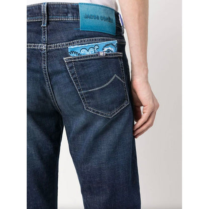 Jacob Cohen Eksklusive Indigo Straight Leg Jeans med Bandana-detalje