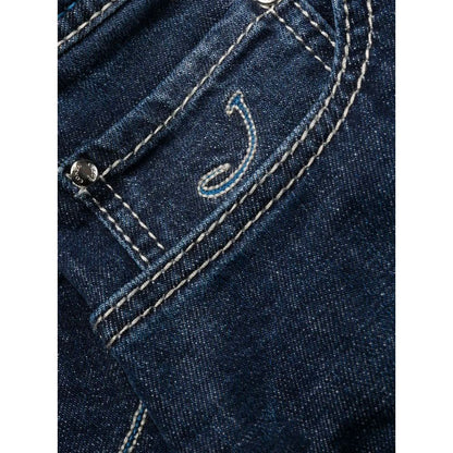 Jacob Cohen Eksklusive Indigo Straight Leg Jeans med Bandana-detalje