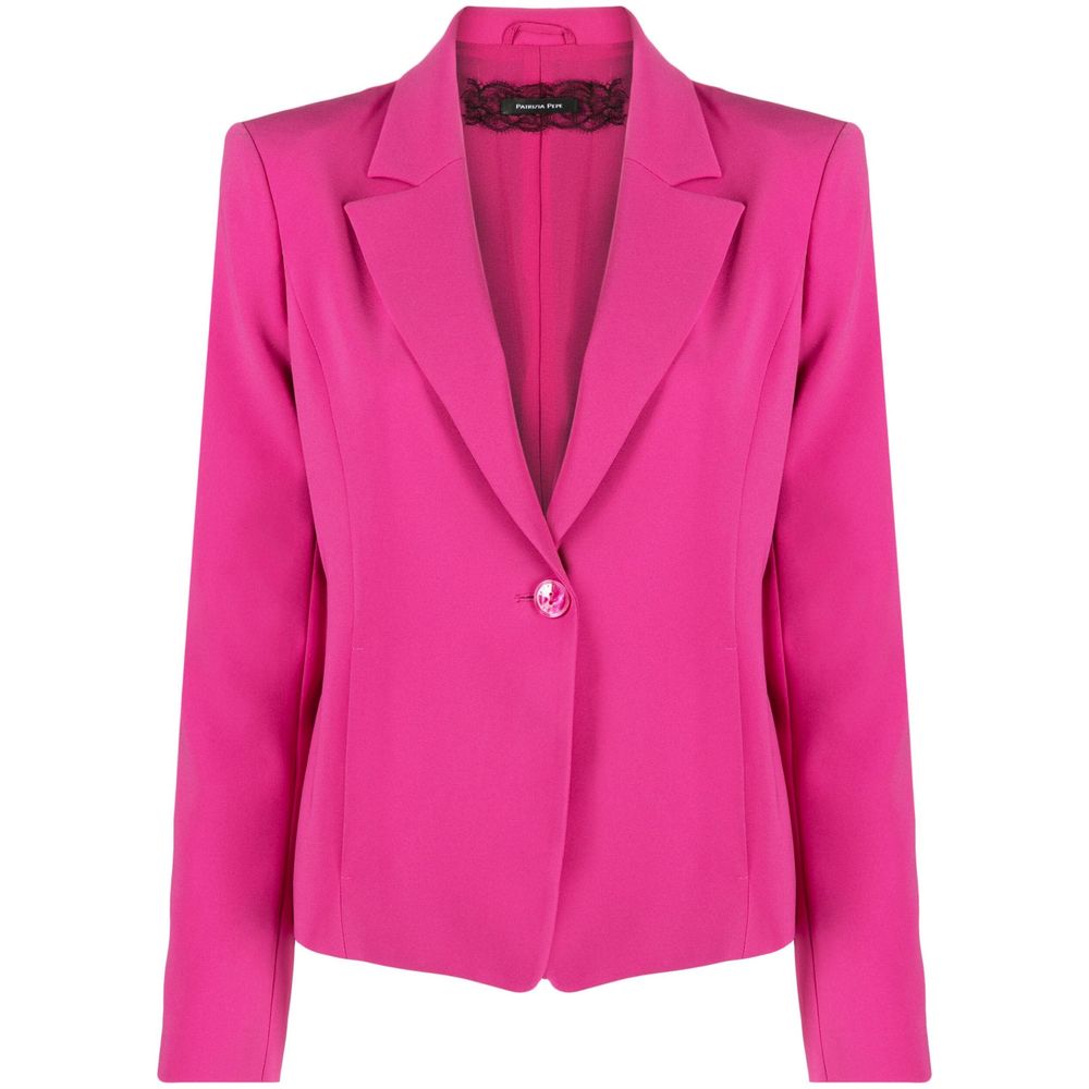 Patrizia Pepe Fuchsia One-Knaps Stretchy Chic Blazer