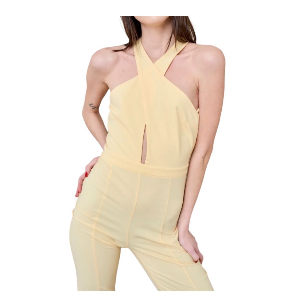 Patrizia Pepe Radiant Canary Yellow Stretch Jumpsuit Kjole