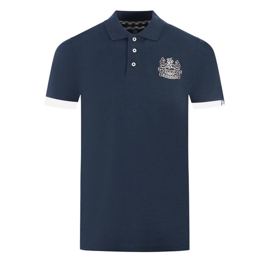 Aquascutum Elegant bomuldspolo med kontrastlogo-emblem