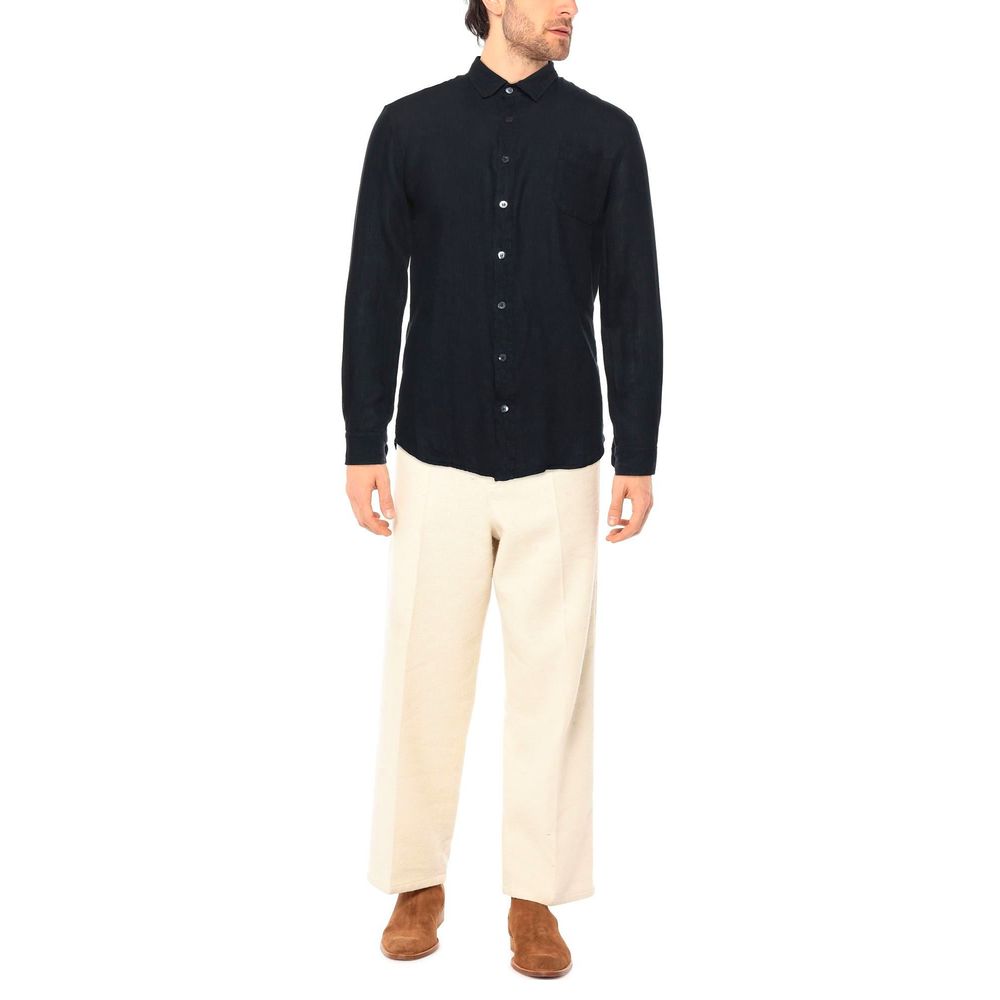 Alpha Studio Midnight Blue Linen Shirt - Italiensk håndværk