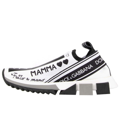 Dolce &amp; Gabbana Elegante Monokrome Printede Stretch Sneakers