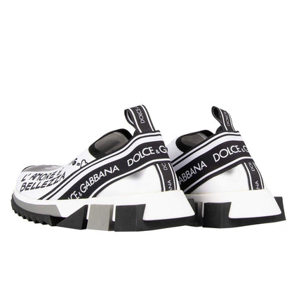 Dolce &amp; Gabbana Elegante Monokrome Printede Stretch Sneakers