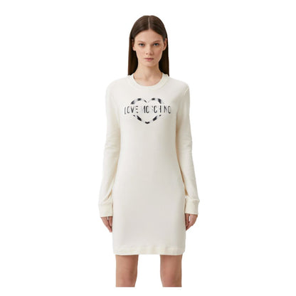 Love Moschino Chic hvid kjole i bomuldsblanding med logodetaljer