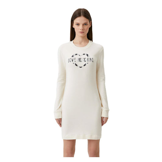 Love Moschino Chic hvid kjole i bomuldsblanding med logodetaljer