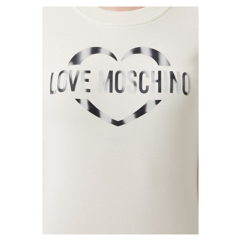 Love Moschino Chic hvid kjole i bomuldsblanding med logodetaljer