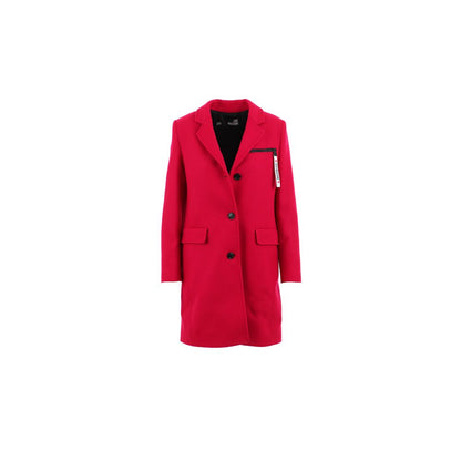 Love Moschino Chic lyserød uldfrakke med logodetaljer