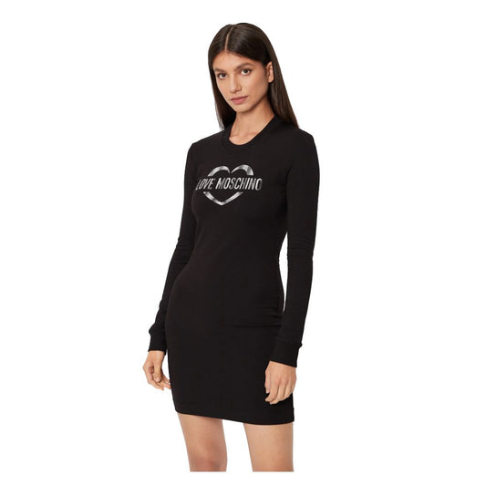 Love Moschino Chic Kjole med Logo i Bomuldsblanding