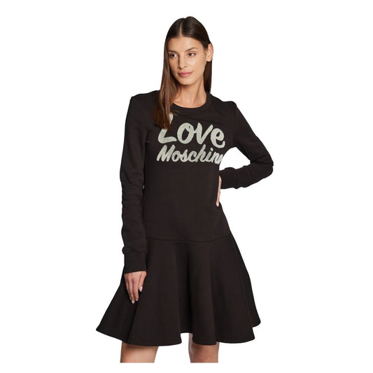 Love Moschino Chic kjole med præget logo i bomuldsblanding