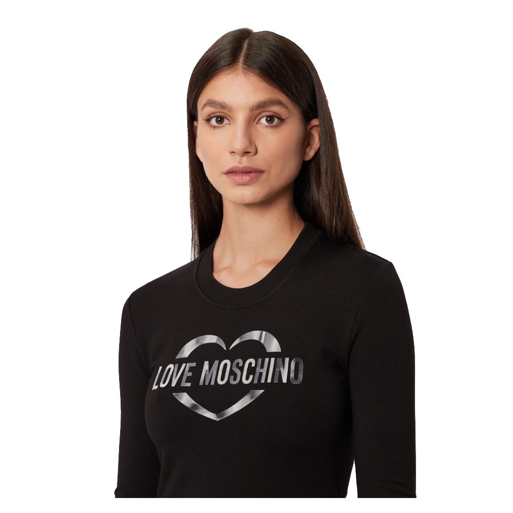 Love Moschino Chic Kjole med Logo i Bomuldsblanding