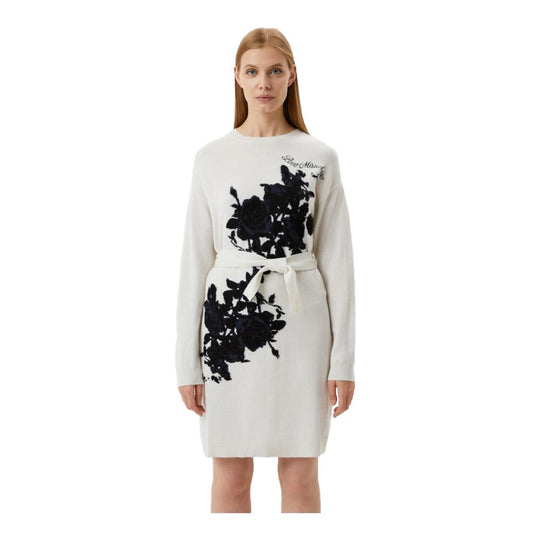 Love Moschino Elegant Broderet Lang Kjole i Uldblanding