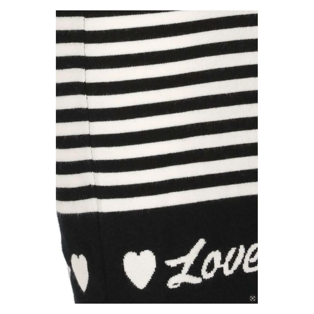 Love Moschino Elegant Stribet Strikkjole med Lange Ærmer